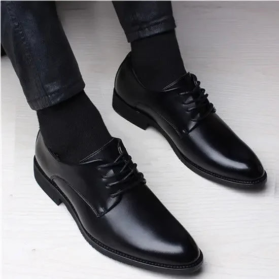 Men Wedding Leather Business Men's Dress Pointed Casual Youth British Style Inner Heightening Spring New Arrivals Shoes