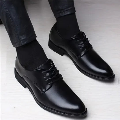 Men Wedding Leather Business Men's Dress Pointed Casual Youth British Style Inner Heightening Spring New Arrivals Shoes