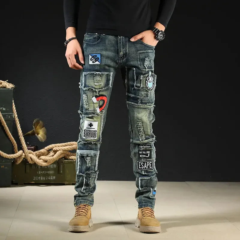 Trousers New Rock Work Wear Straight Jeans for Men Hip Hop Man Cowboy Pants with Pockets Casual Harajuku Classic Aesthetic Denim