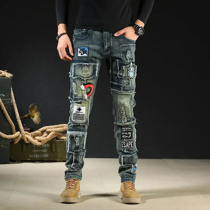 Trousers New Rock Work Wear Straight Jeans for Men Hip Hop Man Cowboy Pants with Pockets Casual Harajuku Classic Aesthetic Denim