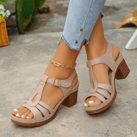 Ladies high-heeled sandals, fashionable and versatile, comfortable temperament sandals, Roman sandals.