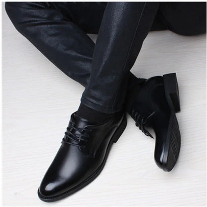 Men Wedding Leather Business Men's Dress Pointed Casual Youth British Style Inner Heightening Spring New Arrivals Shoes