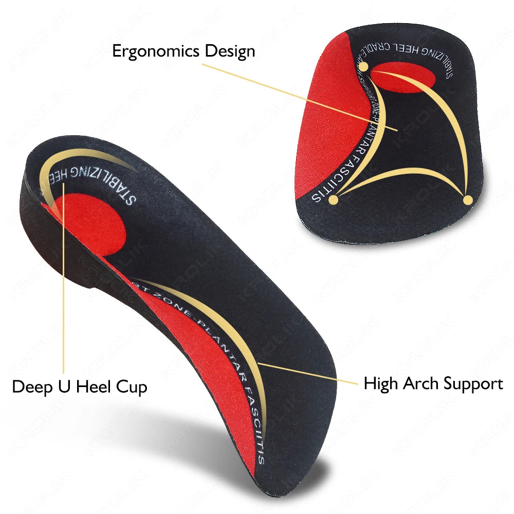 3/4 Flat Feet Insole Severe Orthotic Arch Support Insert Orthopedic Shoes Sole Pads Heel Pain Plantar Fasciitis Men Woman Unisex