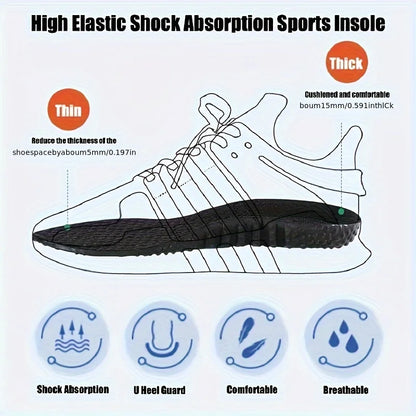 1Pair Soft Sports Shock Absorption Insoles, High Elastic Deodorant Comfortable Running Sneaker Insoles