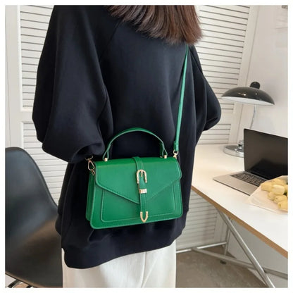 Fashionable Minimalist Crossbody Bag with Top Handle and Flap for Women Solid Color Square Purse with Simple Design Womens Bag