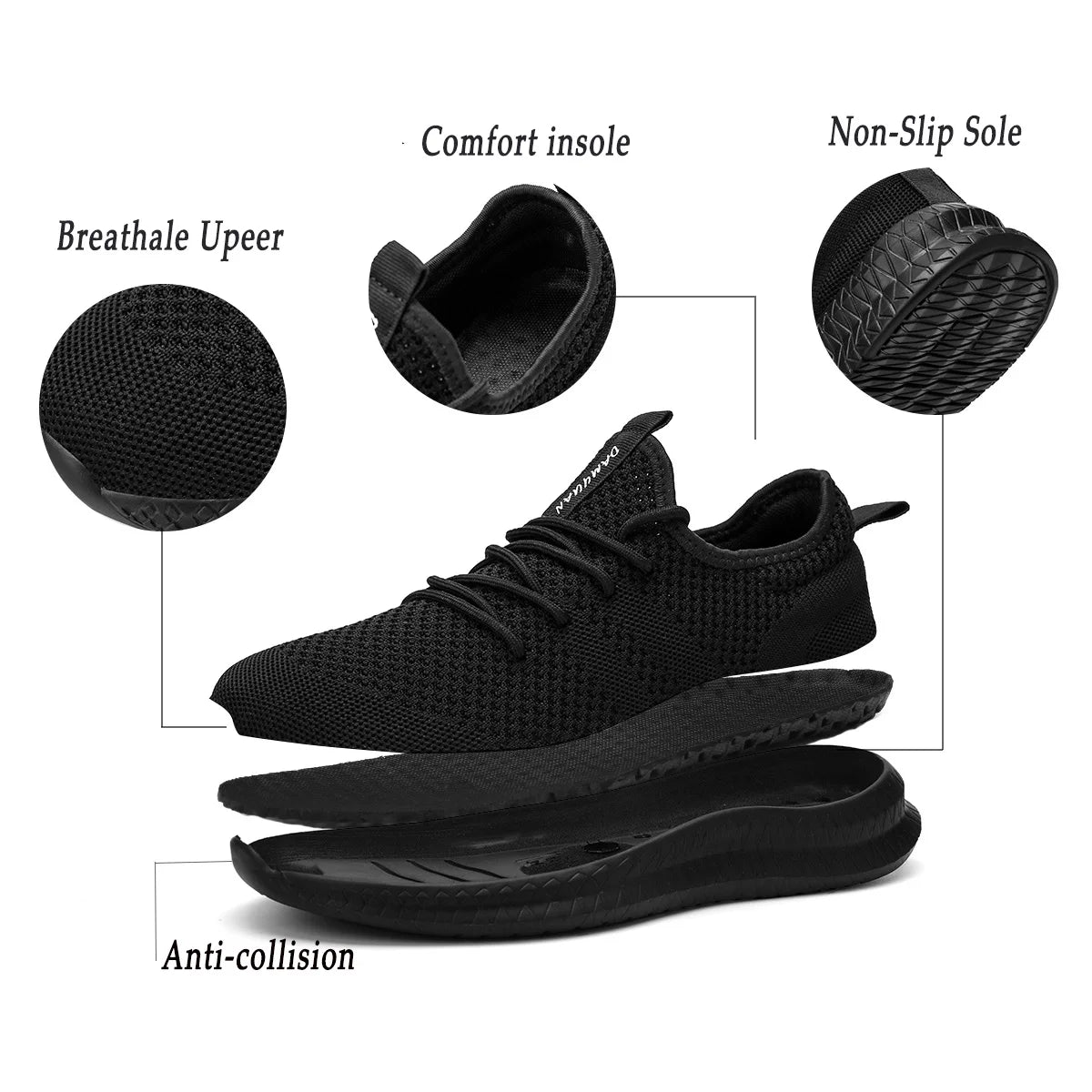 High Quality Male Sneakers Breathable Fashion Gym Casual Light Walking Plus Size Footwear