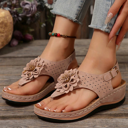 Women's Sandals Low Heels Sandals With Wedges Shoes Woman Sweet Sandals Summer 2025 Beach Shoes Summer Footwear Women Flip Flops