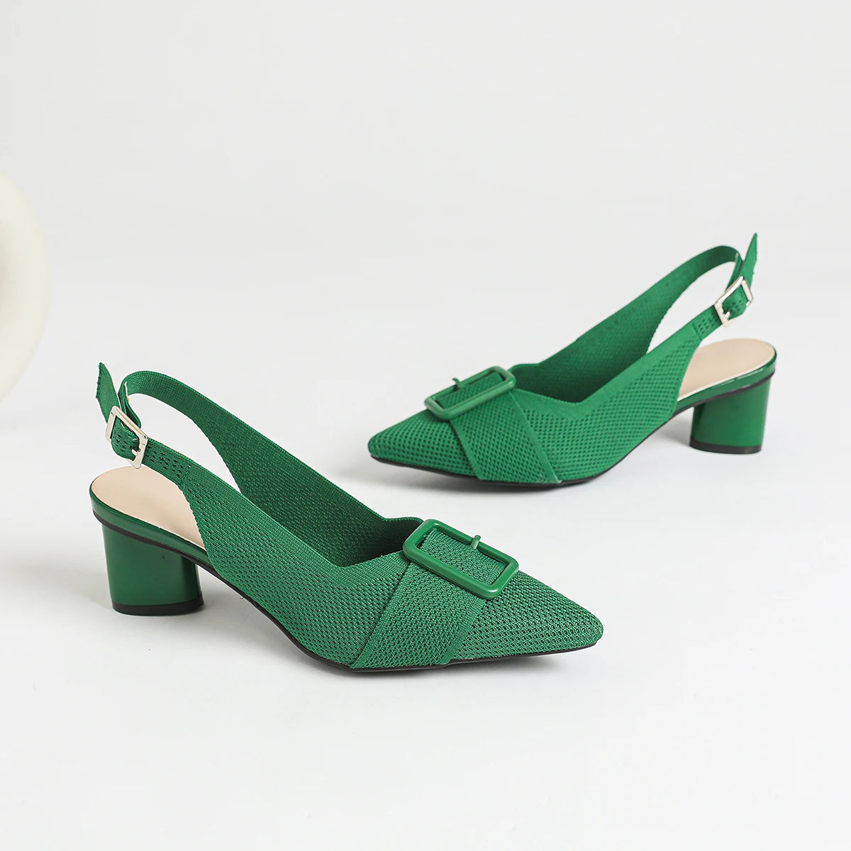 Women's High Heel Sandals Large 42/43 Pointed Knitted Breathable Non slip Rubber Sole 2025 New (5cm High)