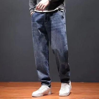 with PocketsJeans for Men Cropped 2025 Fashion Trousers Xs Cotton Classic Y 2k Vintage Grunge Y2k Regular Goth Man Cowboy Pants