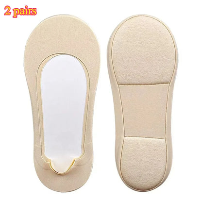 1/2/4 Pairs Women Boat Sock Plantar Fasciitis Shoes Insoles Socks Feet Shock Absorbing Shoe Sole Invisible Non slip Shoe pads