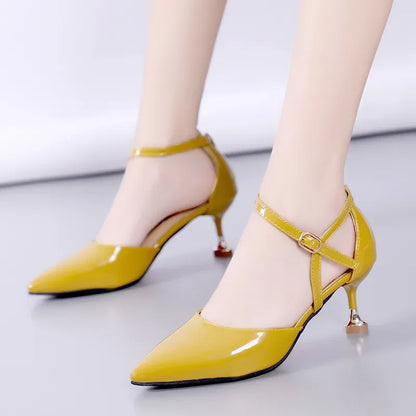 Women Light Weight Yellow Open Toe Comfort Spring Summer High Heel Shoes Lady Elegant Black Sandals for Home & Beach E1105