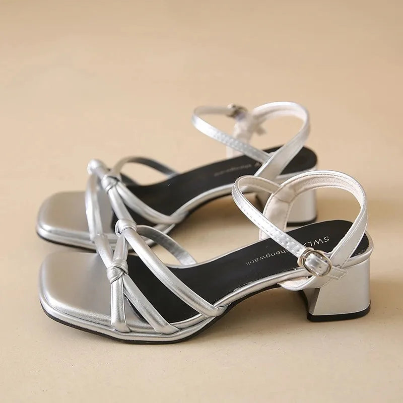 Women's Sandals Summer New Style Buckle Fashion Open Toe Sandals High Heels Comfortable Casual Beach Party Women's Shoes
