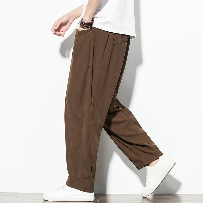 Spring Autumn Corduroy Casual Man Pants Harajuku Loose Fit Ankle-length Harem Men's Pants