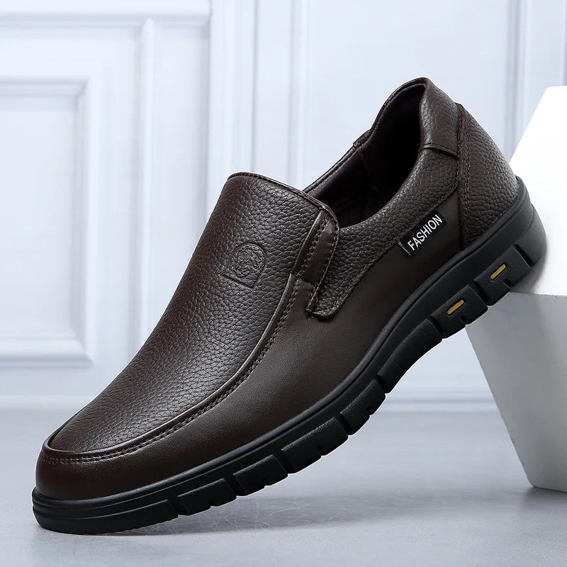 New Genuine Leather Handmade Shoes Casual Shoes For Men Flat Platform Walking Shoe Outdoor Footwear Loafers Breathable Sneakers