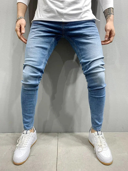 Spring Men Classic Elasticity  Pencil Jeans Jean Homme Man Soft Stretch Black Biker Masculino Denim Trousers Mens Solid Pants