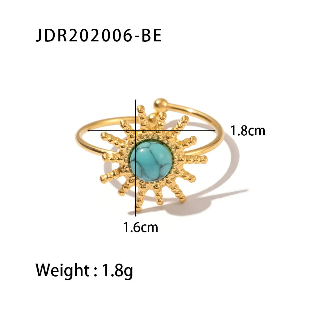 Youthway New Design Natural Stone Stainless Steel Ring Women Waterproof Stylish Golden Jewelry 2022 NEW Set