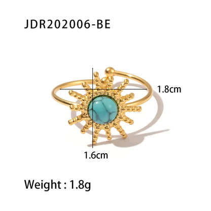 Youthway New Design Natural Stone Stainless Steel Ring Women Waterproof Stylish Golden Jewelry 2022 NEW Set