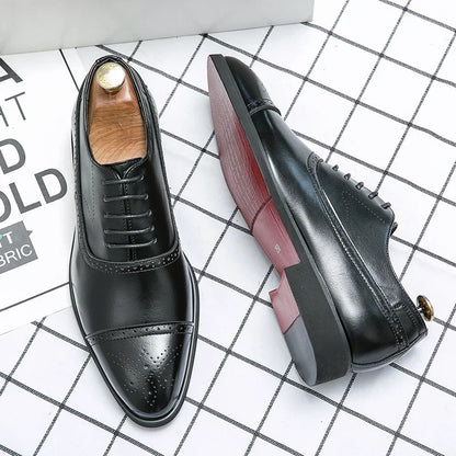 Men's Formal  Shoes Red Sole Fashion Business Casual Party Banquet Daily Retro Carved Lace-up Brogue Dress Wedding Shoes Size 48