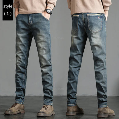 2025 New Men's Stretch Skinny Jeans Fashion Casual Cotton Denim Slim Fit Pants Male Korean Trousers Streetwear Brand Clothing