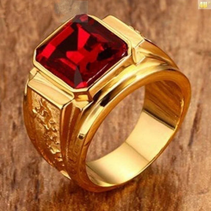 Fashion Men's Ring Square Facade Good Stone Inlaid Ring Side Flying Dragon Carving Domineering Men's Ring Party Jewelry Accessor