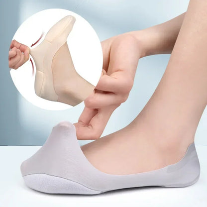 1/2/4 Pairs Women Boat Sock Plantar Fasciitis Shoes Insoles Socks Feet Shock Absorbing Shoe Sole Invisible Non slip Shoe pads
