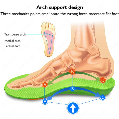 Kids Gel Orthopedic Insoles For Shoes Children FlatFoot Health Sole Boy Girl Sports Running Plantar Fasciitis Valgus Insert Pads