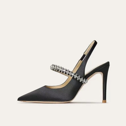 Women's Water Diamond 2025 New Slim Heeled Pointed High-heeled Shoes with A Headband and Sandals for Women's Singles