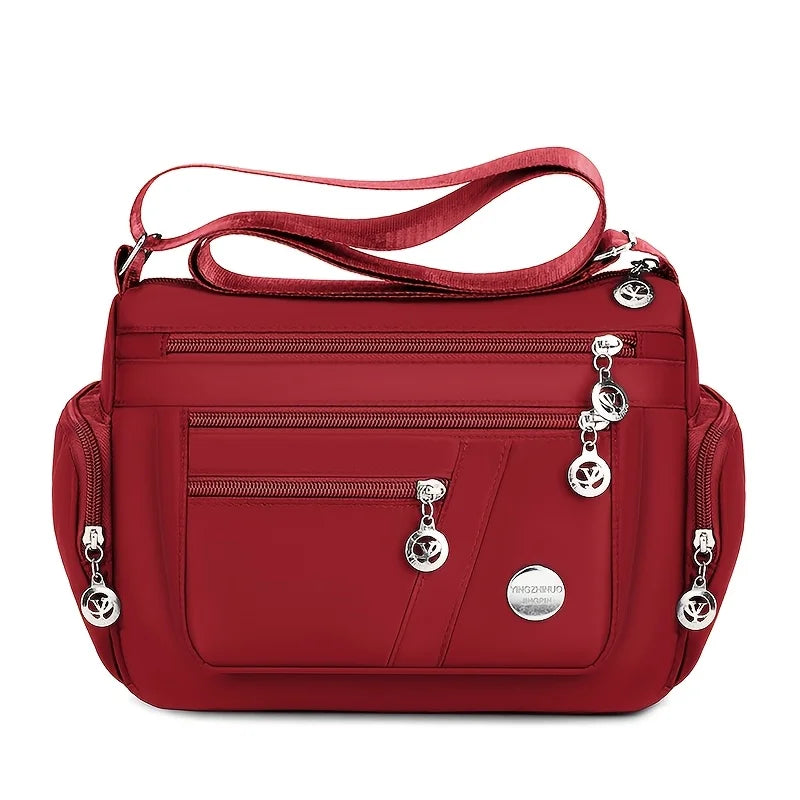 Lightweight Nylon Crossbody Bag for Women , Casual Style, Adjustable Strap, Zip Closure, Multi-Compartment Storage