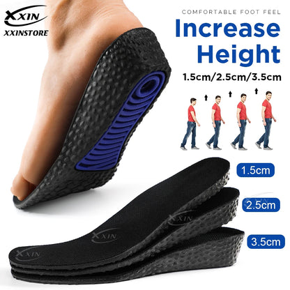 【Xxin】1.5/2.5/3.5cm Height Increased Shoe Insoles Invisiable Shock Absorption Insole Gel Shoe Pad