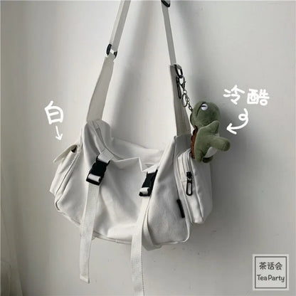 Canvas Crossbody Bags for Women Youth Men Fashion Casual Large Capacity Handbags Shoulder Bags Solid Color Ladies Messenger Bag