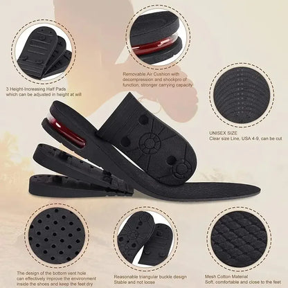 1pair Height Increase Insole With Air Cushion Adjustable 9cm/3.54inch Max Height Comfortable Lightweight Invisible Lift