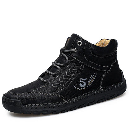 High Quality Men Outdoor Walking Hiking Loafers Casual Leisure Soft Bottom Shoes Fashion Flats Comfy Lace-Up Minimalist Shoes