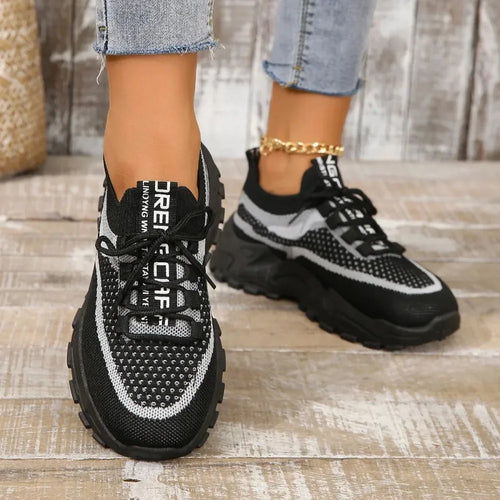 New Fly Woven Mesh Casual Breathable Sneakers Korean Style Thick-Soled Daddy Shoes Mesh Red Shoes Light Running Shoes