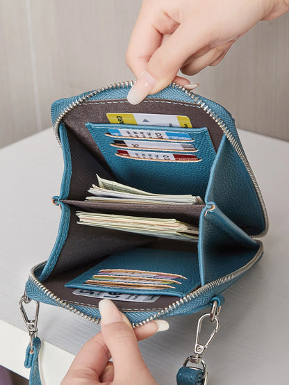 PU Soft Leather Women's Handbag Fashionable Multi functional Phone Bag Diagonal Strap Single Shoulder Coin Wallet