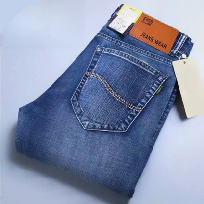 2025 New High-Quality Denim Pants for Men - Spring Men's Pants - Men's Business Straight-Fitting Loose Elasticated Casual Pants