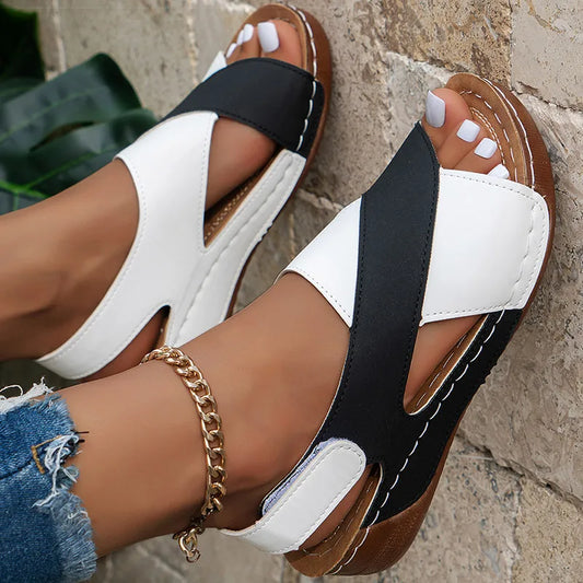 Women's Sandals Soft Heels Sandals Women Peep Toe Summer Shoes Lightweight Wedges Heeled Shoes Woman Footwear Summer Sandals