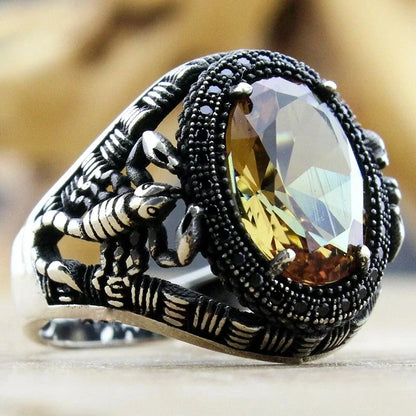 New Copper Material Open Adjustable Ring Black Gemstone Personality High Jewelry Fashion Luxury Business Suitable for Men Gift