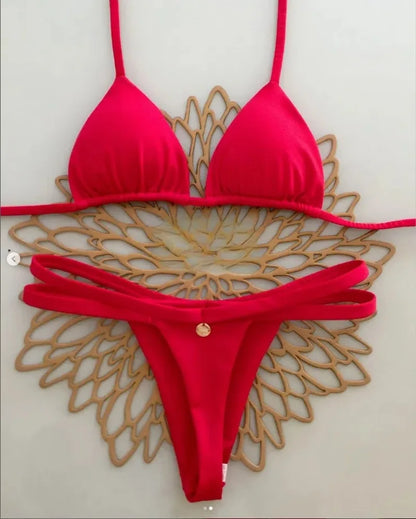 New Split Briefs Bikini Sexy Brazil Swimsuit Women's Beach Vacation Bikin