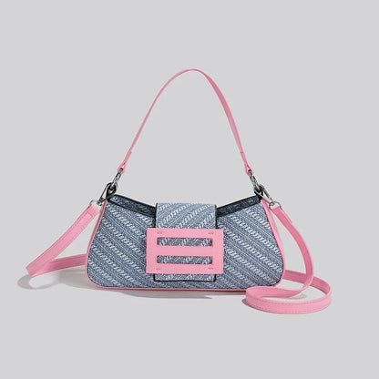 High Quality Women's Underarm Shoulder Bags Summer Fashion Pu Patchwork Party Handbags Elegant Chic Commute Crossbody Bag