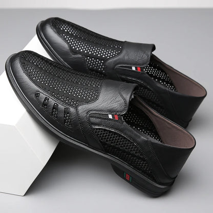 Business Leather Shoes For Men Summer British Style Hight Quality Casual White Leather Shoes Male Slip On Men Loafer Comfortable