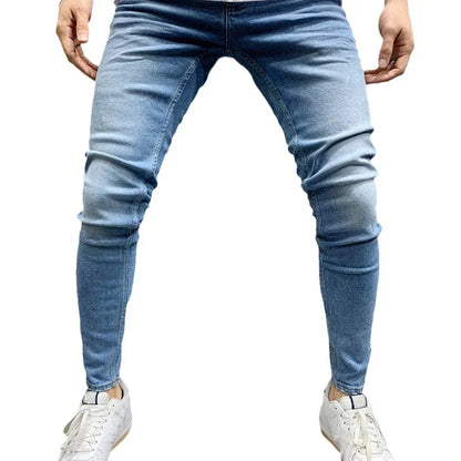 Spring Men Classic Elasticity  Pencil Jeans Jean Homme Man Soft Stretch Black Biker Masculino Denim Trousers Mens Solid Pants