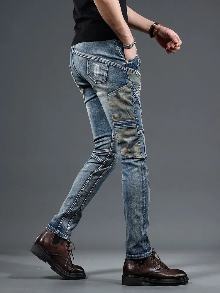 Slim Fit Buggy Men's Jeans Tight Pipe Skinny Motorcycle Trousers Aesthetic Stylish Casual Goth Trend 2025 Soft Male Cowboy Pants