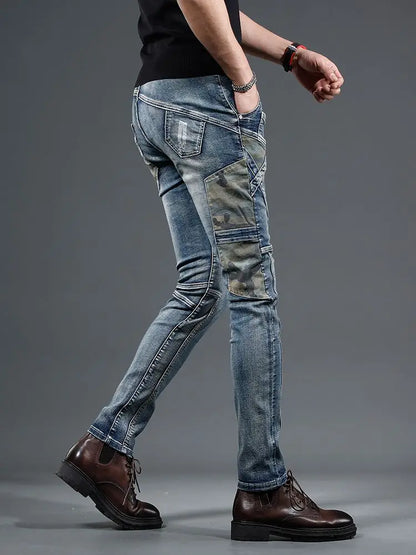 Slim Fit Buggy Men's Jeans Tight Pipe Skinny Motorcycle Trousers Aesthetic Stylish Casual Goth Trend 2025 Soft Male Cowboy Pants