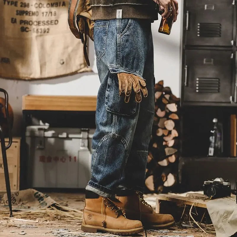 With Pockets Man Cowboy Pants Luxury Aesthetic High Quality Trousers Designer Original 2025 Fashion Retro Cheap Xs Jeans for Men