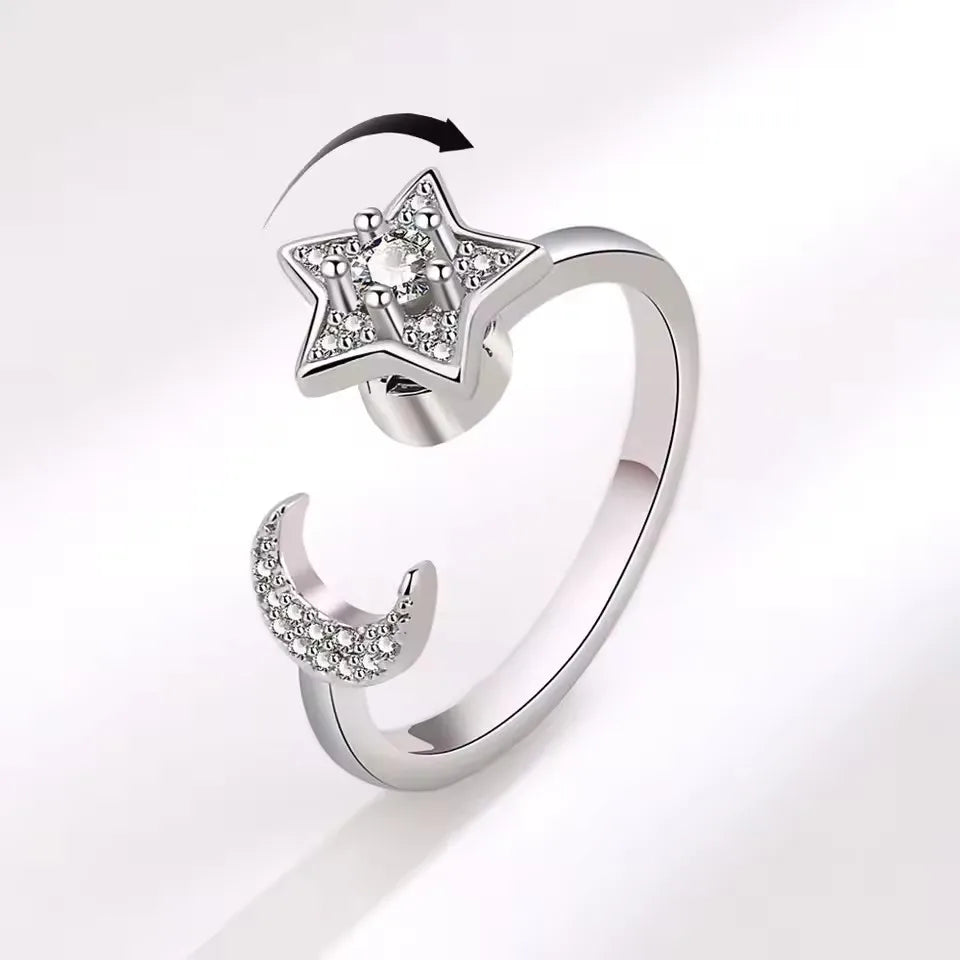 VENTFILLE 925 Sterling Silver Sunflower Diamond Zircon Rotatable Ring For Women Gift Relieve Stress Ring Jewelry Wholesale