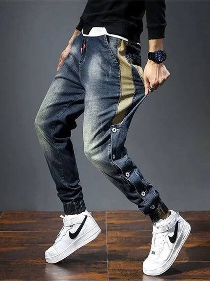 Mens Jeans Harem Pants Fashion Pockets Desinger Loose Baggy Moto Jeans Men Stretch Retro Streetwear Relaxed men clothing pants