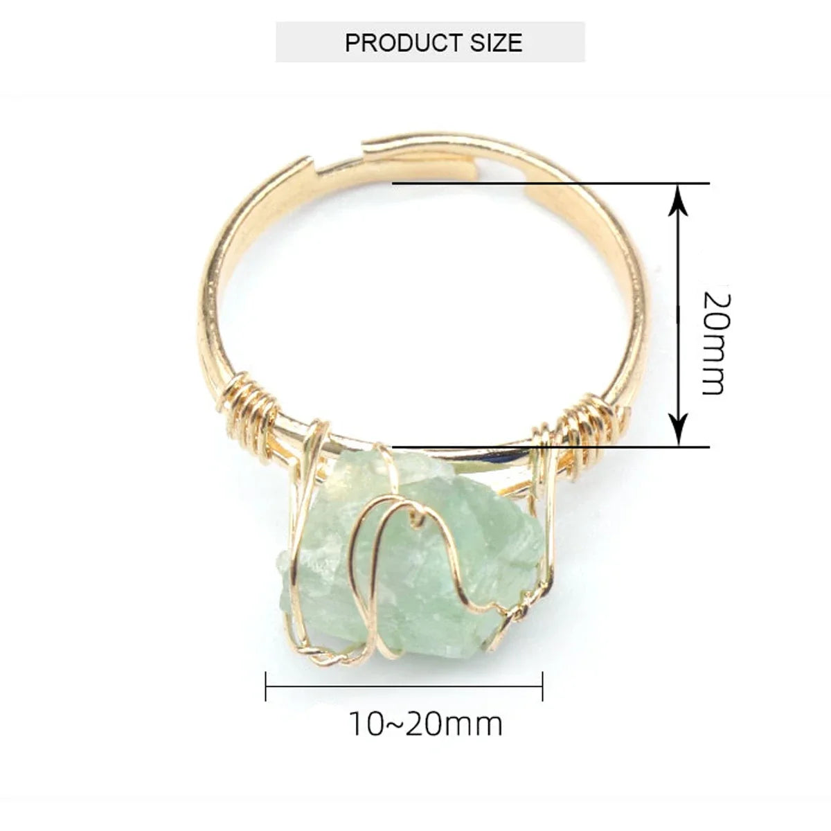 10-20mm Amethyst Rose Quartz Fluorite Natural Stone Irregular Gem Mineral Ring Jewelry Adjustable Hand Woven Ring