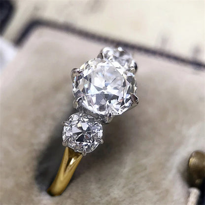 Huitan Silver Color/Gold Color/Two Tone Women's Cubic Zirconia Rings Luxury Fashion Engagement Wedding Accessory Trendy Jewelry