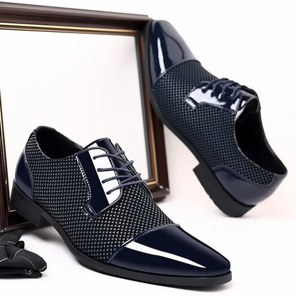 Men Business Leather Shoes Luxury Oxford Breathable Patent Leather Dress Shoes Men Office Wedding Flats Formal Shoes