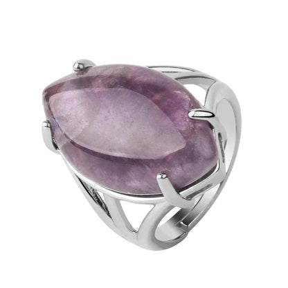Oval Natural Stone Amethyst Ring for Boys Jewellery Women Gift Retro Boho Gothic  Anillos Steampunk  Style At Halloween party